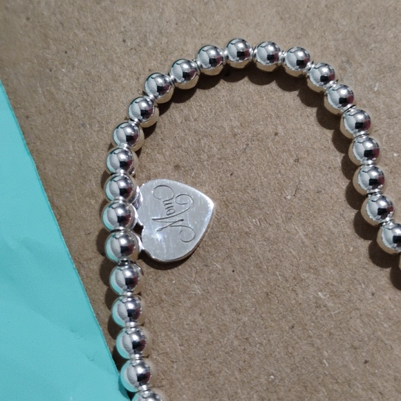 SALE! Auth Tiffany & Co. Sterling Silver 925 Beaded Heart Charm BraceleT - Picture 8 of 12